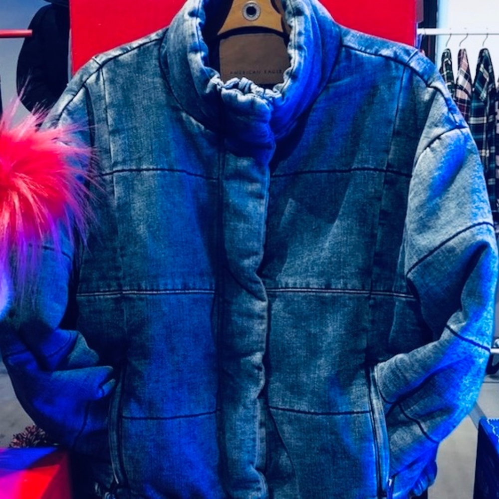 American Eagle Outfitters Denim Puffer Jacket